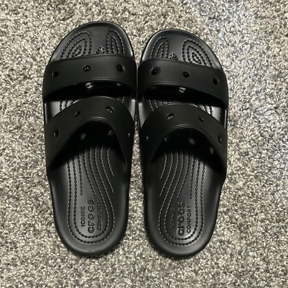 Black Croc Sandals - Picture 1 of 3